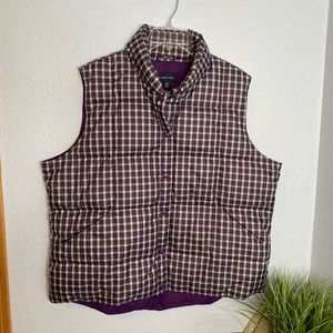 Lands End purple checkered XL puffer vest